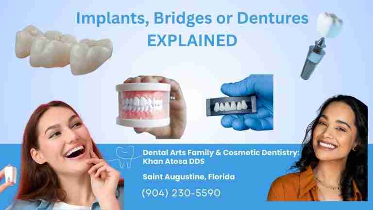 Dr. Atosa Khan at Jax Dental Arts in St. Augustine, FL — providing custom implant crowns, implant-supported bridges, and denture restorations for patients completing their dental implant treatment.