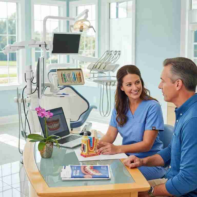 Dental consultation about affordable dental implants in a welcoming clinic